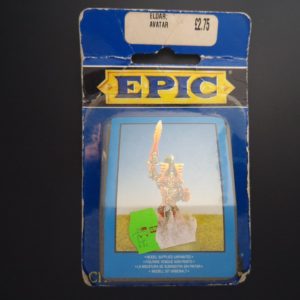 A photo of a Epic Eldar Avatar Warhammer miniature blister