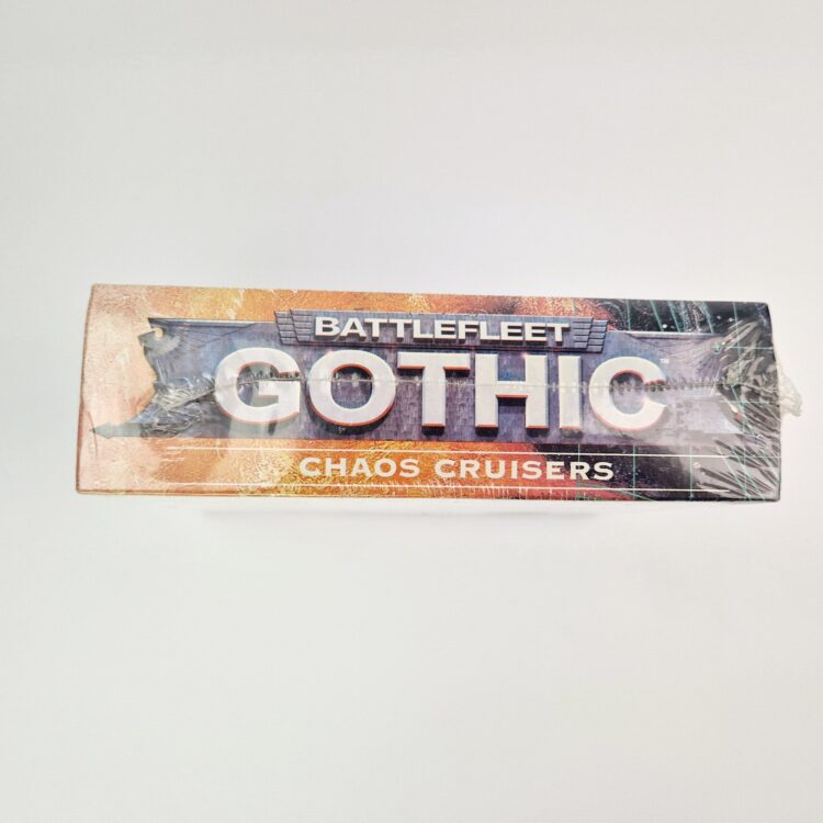 A photo of a Battlefleet Gothic Chaos Cruisers Warhammer miniatures in box