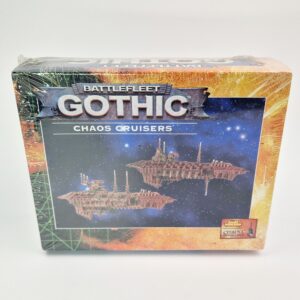 A photo of a Battlefleet Gothic Chaos Cruisers Warhammer miniatures in box