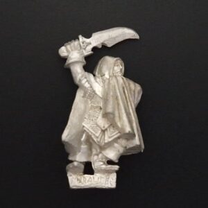 A photo of a 4th edition Dark Elf Assassin Warhammer miniature
