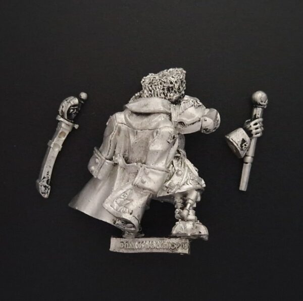 A photo of a 4th edition Imperial Guard Vostroyan Company Commander Warhammer miniature
