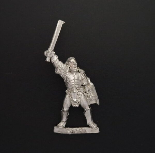 A photo of a Isengard Uruk Hai Captain Warhammer miniature