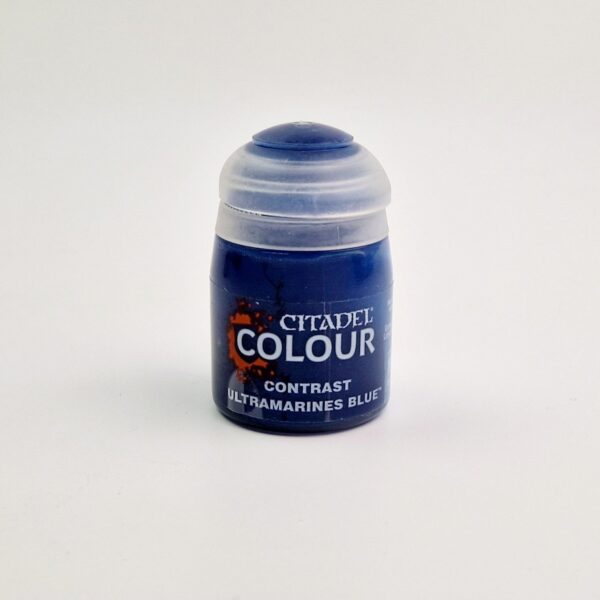 A photo of a bottle with 18ml Citadel Colour Contrast Ultramarines Blue