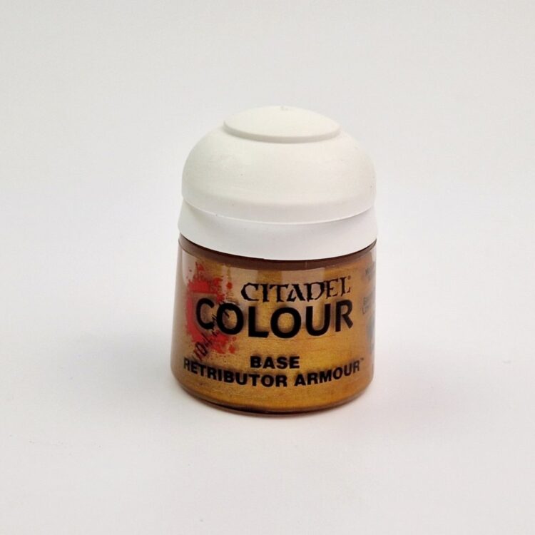 A photo of a bottle with 12ml Citadel Colour Base Retributor Armour