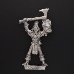 A photo of a 3rd edition Wood Elves Champion Irbic the Headtaker Warhammer miniature