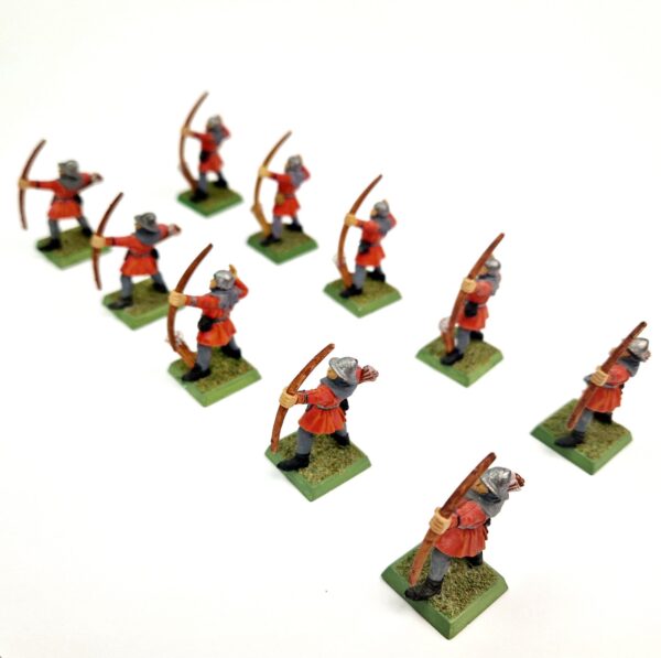 A photo of 5th edition Bretonnian Archer Warhammer miniatures