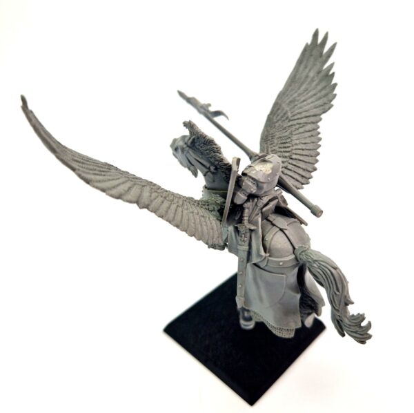A photo of 6th edition Bretonnian Pegasus Knight warhammer miniature