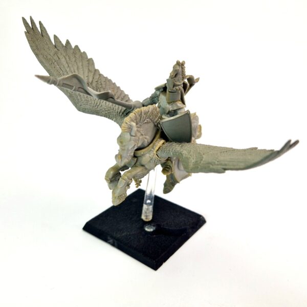 A photo of a 6th edition Bretonnian Pegasus Knight warhammer miniature
