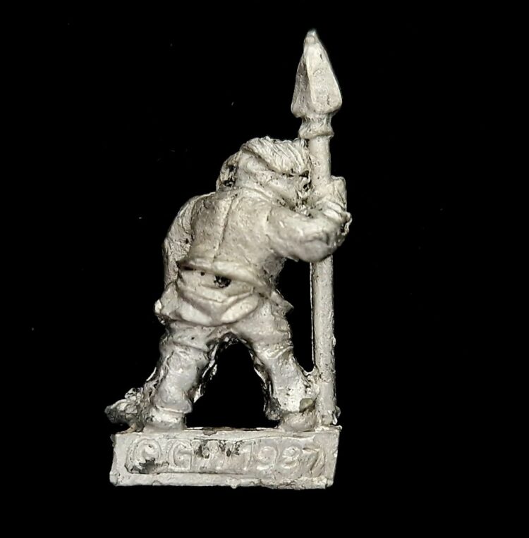 A photo of a 3rd edition C11 Halfling Hiero Warhammer miniature