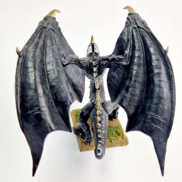 A photo of a 6th edition Dark Elves King Malekith of Naggaroth on Black Dragon Warhammer miniature