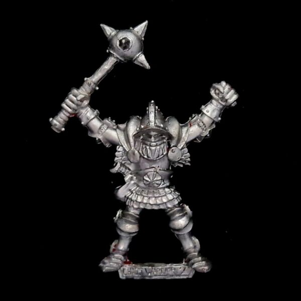 A photo of a 3rd edition Marauder Miniatures Chaos Warrior with Mace Warhammer miniature