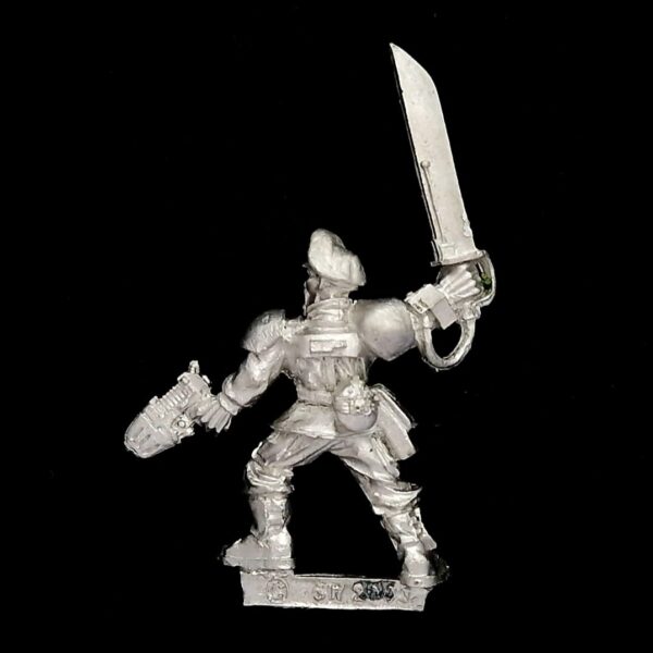 A photo of a 3rd edition Imperial Guard Cadian Lieutenant Warhammer miniature