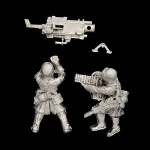 A photo of a 3rd edition Imperial Guard Steel Legion Heavy Bolter Warhammer miniature