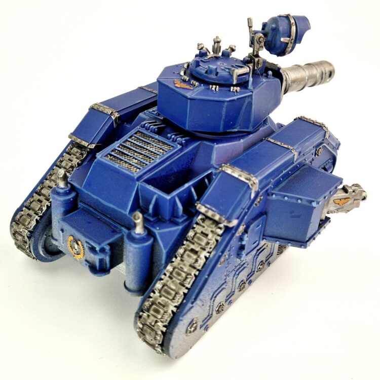 A photo of a 3rd edition Imperial Guard Leman Russ Warhammer miniature