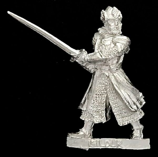 A photo of a Númenor Isildur on foot Warhammer miniature