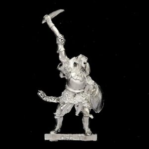 A photo of a Mordor Orc Captain Warhammer miniature