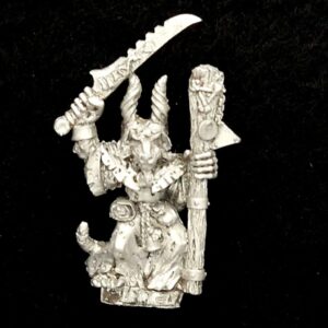 A photo of a 4th edition Skaven Plague Monk Champion Warhammer miniature