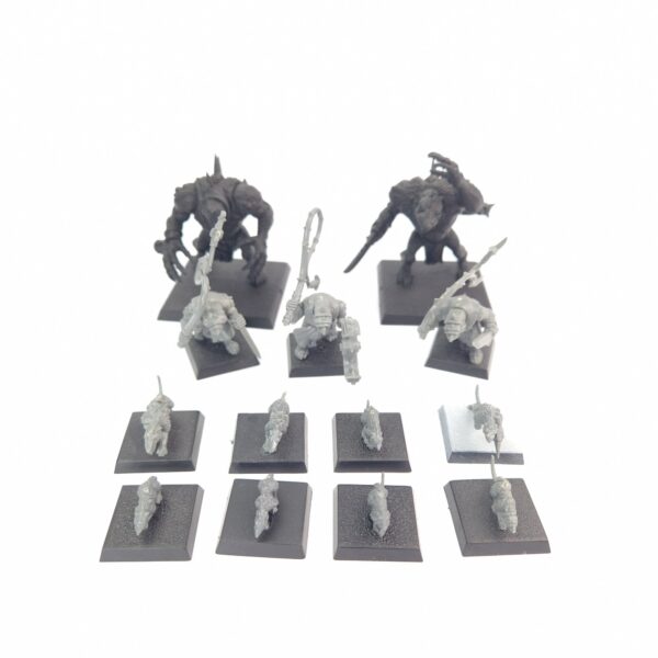 A photo of 6th edition Skaven Rat Ogres, Giant Rats and Packmasters Warhammer miniatures