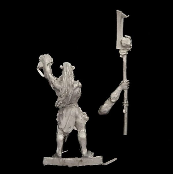 A photo of a Isengard Uruk-Hai Shaman Warhammer miniature