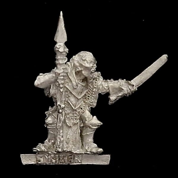 A photo of a Moria Goblin Shaman Warhammer miniature