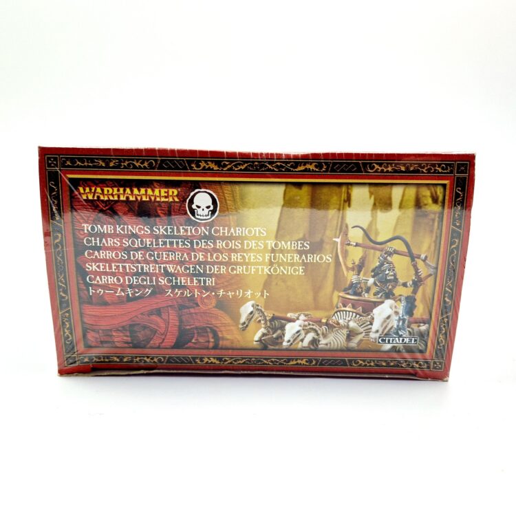 A photo of 6th edition Tomb Kings Skeleton Chariots Warhammer miniatures