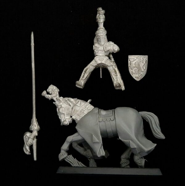 A photo of a Bretonnia Grail Knight Warhammer Miniature
