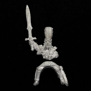 A photo of a High Elves Reaver Knights Champion Warhammer miniature
