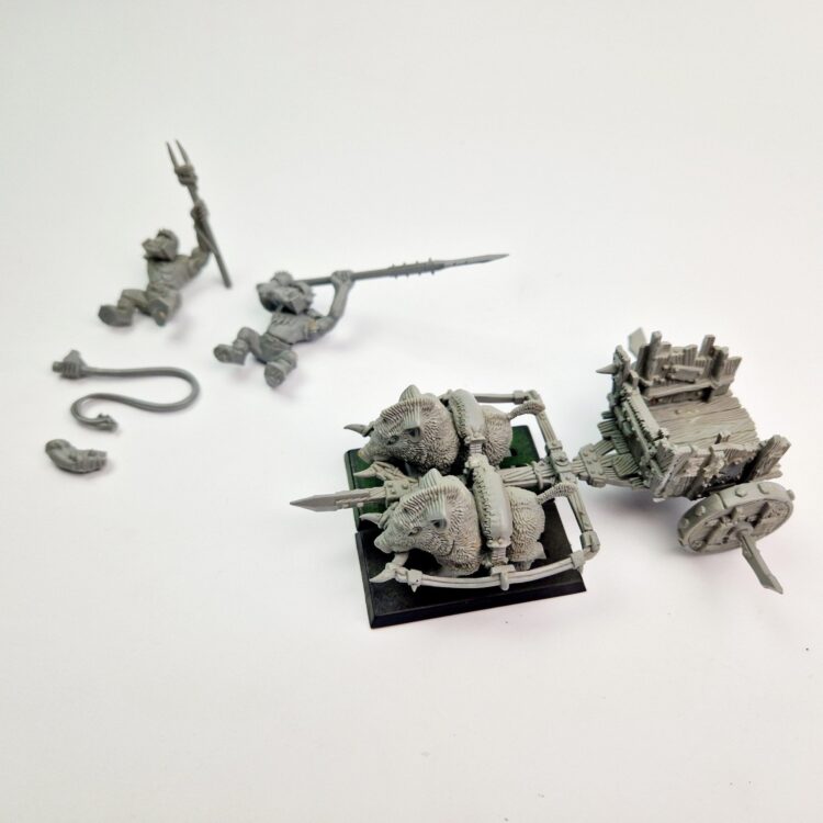 A photo of Orcs and Goblins Orc Boar Chariot Warhammer miniatures