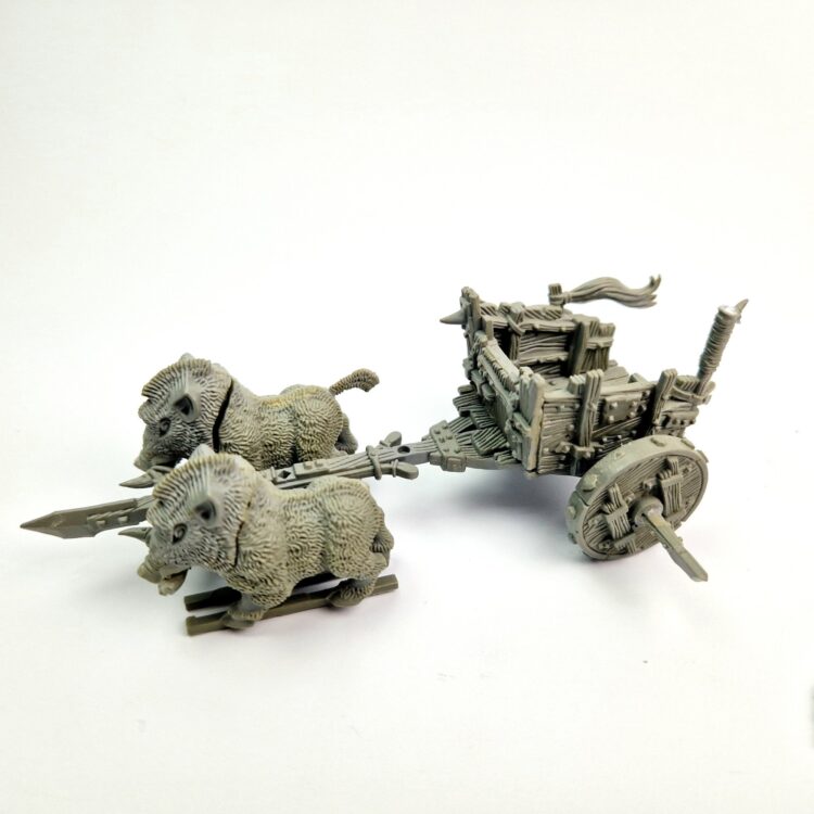 A photo of Orcs and Goblins Orc Boar Chariot Warhammer miniatures