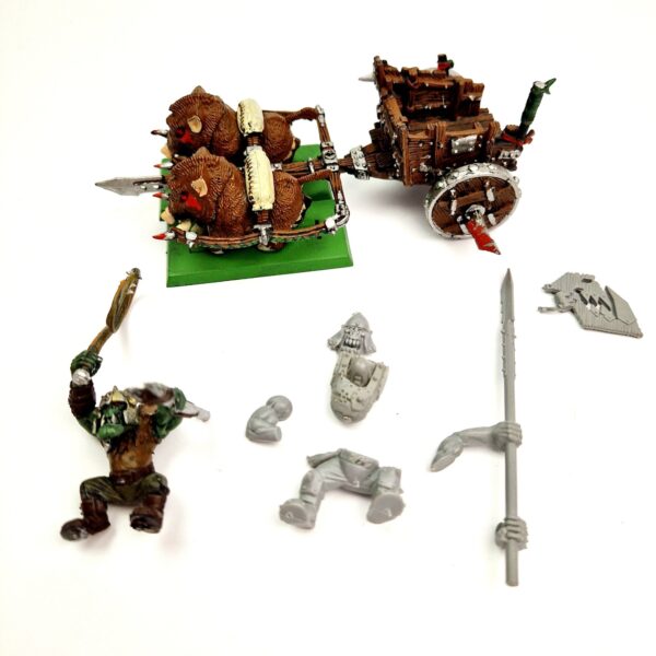 A photo of Orcs and Goblins Orc Boar Chariot Warhammer miniatures