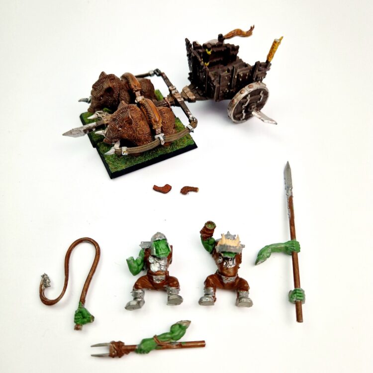 A photo of Orcs and Goblins Orc Boar Chariot Warhammer miniatures