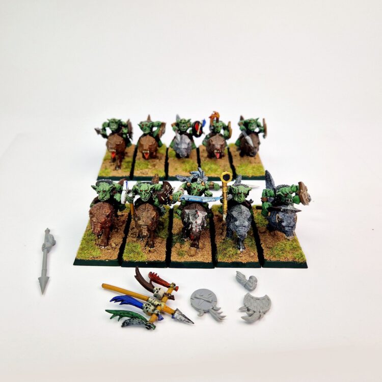 A photo of Orcs and Goblins Wolf Riders Warhammer miniatures