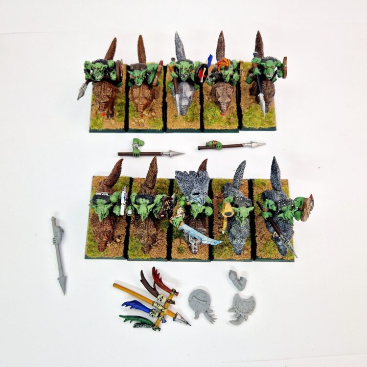 A photo of Orcs and Goblins Wolf Riders Warhammer miniatures