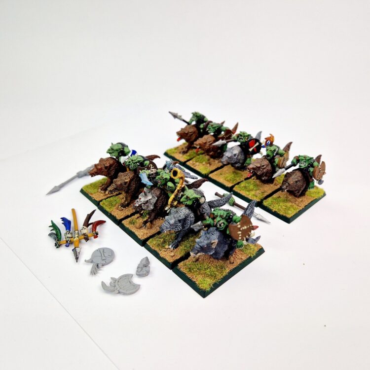 A photo of Orcs and Goblins Wolf Riders Warhammer miniatures