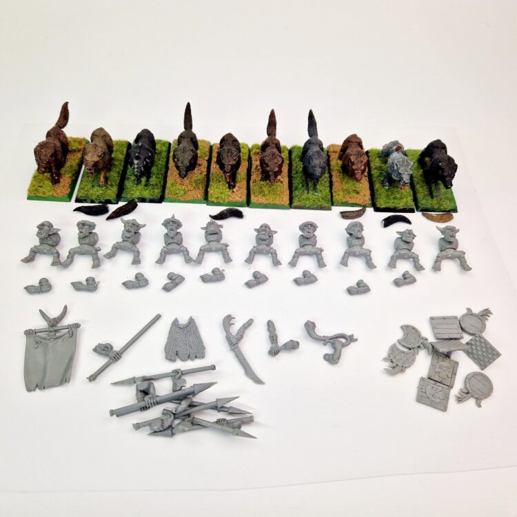 A photo of Orcs and Goblins Wolf Riders Warhammer miniatures