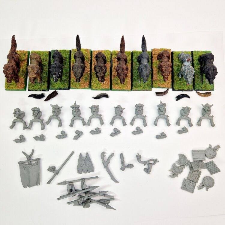 A photo of Orcs and Goblins Wolf Riders Warhammer miniatures