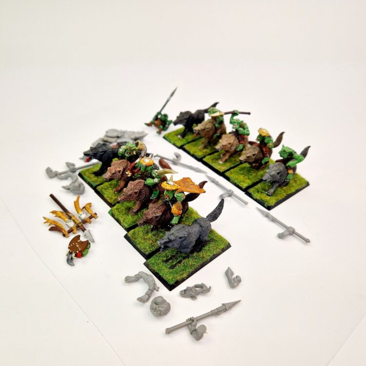 A photo of Orcs and Goblins Wolf Riders Warhammer miniatures