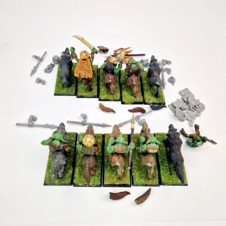 A photo of Orcs and Goblins Wolf Riders Warhammer miniatures