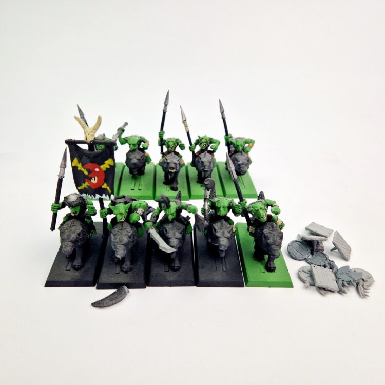 A photo of Orcs and Goblins Wolf Riders Warhammer miniatures