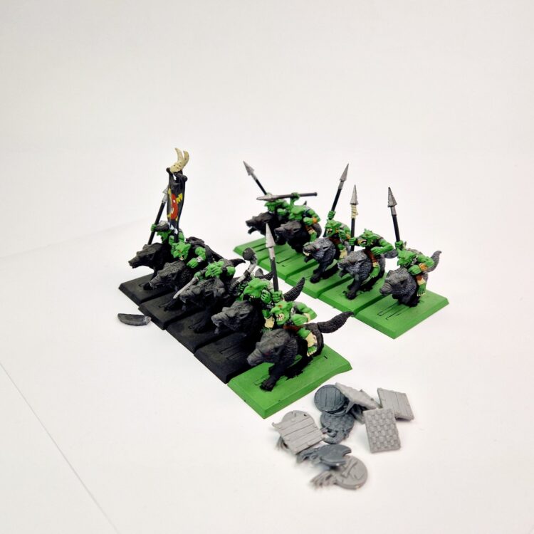 A photo of Orcs and Goblins Wolf Riders Warhammer miniatures