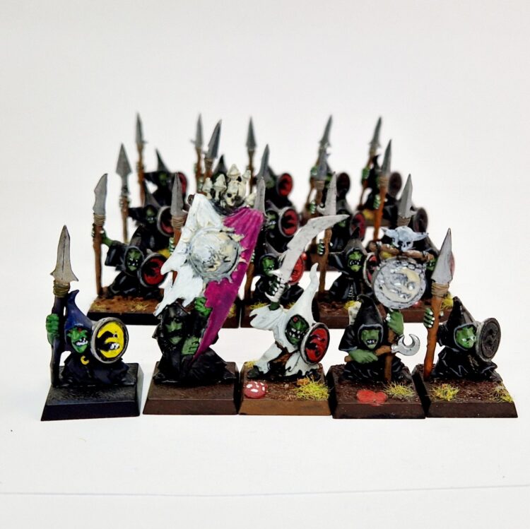 A photo of Orcs and Goblins Battle for Skull Pass Night Goblin Spearmen Warhammer miniatures