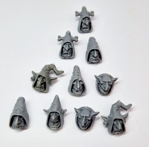 A photo of Orcs and Goblins Night Goblins Regiment Heads Warhammer bits