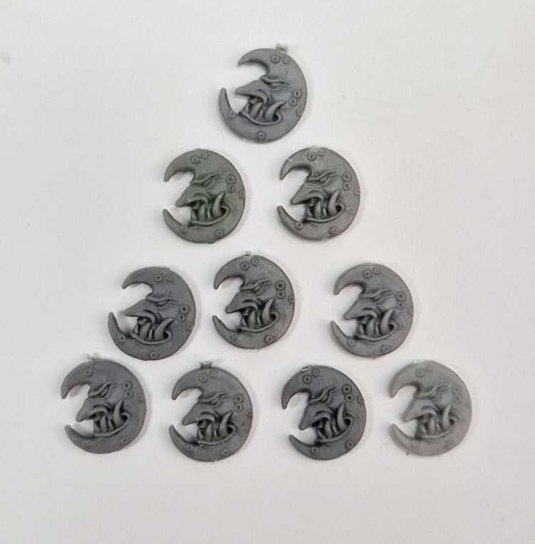 A photo of Orcs and Goblins Night Goblins Regiment Bad Moon Shield Glyphs Warhammer bits