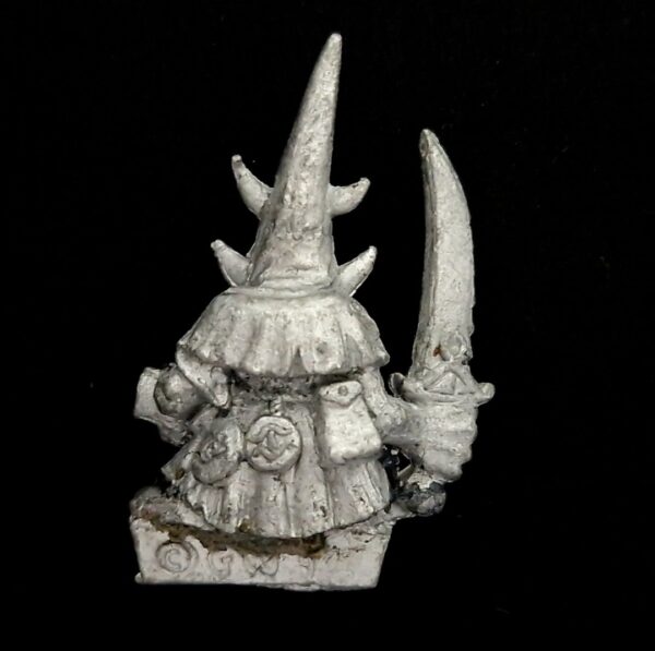 A photo of a Orcs and Goblins Night Goblin Champion Warhammer miniature