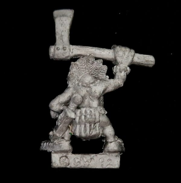A photo of a Orcs and Goblins Forest Goblin Champion Warhammer miniature