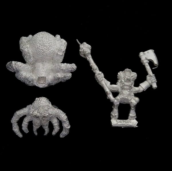 A photo of a Orcs and Goblins Goblin Shaman on Giant Spider Warhammer miniature
