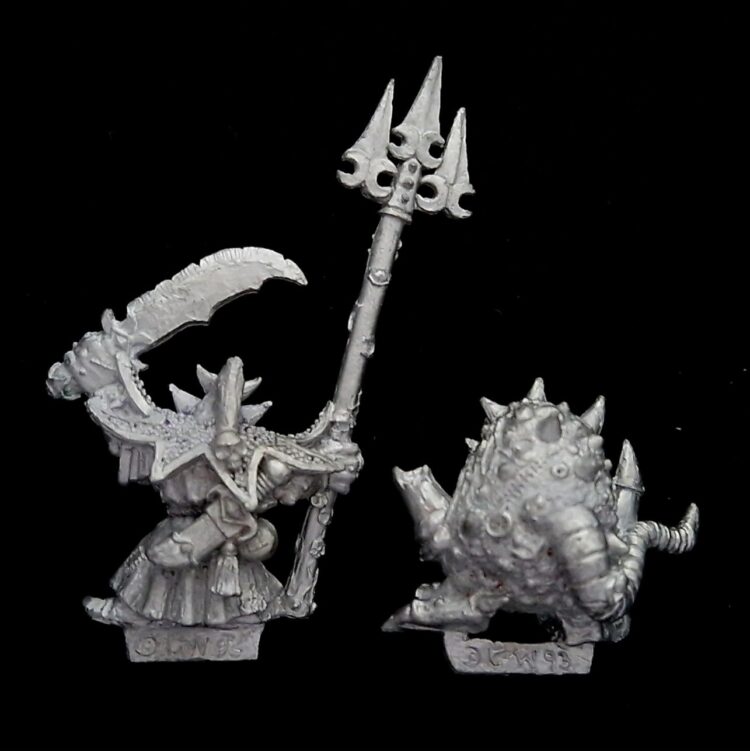 A photo of Orcs and Goblins Skarsnik and Gobbla Warhammer miniatures