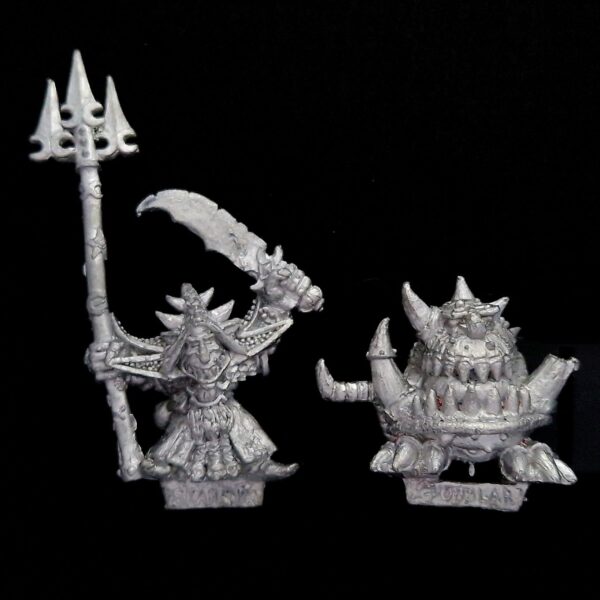 A photo of Orcs and Goblins Skarsnik and Gobbla Warhammer miniatures