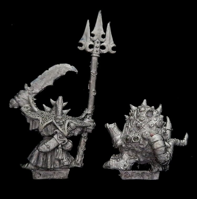 A photo of Orcs and Goblins Skarsnik and Gobbla Warhammer miniatures