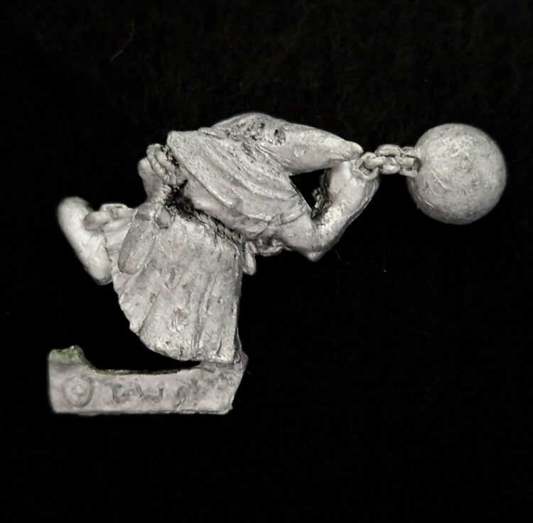 A photo of a Orcs and Goblins Night Goblin Fanatic Warhammer miniature